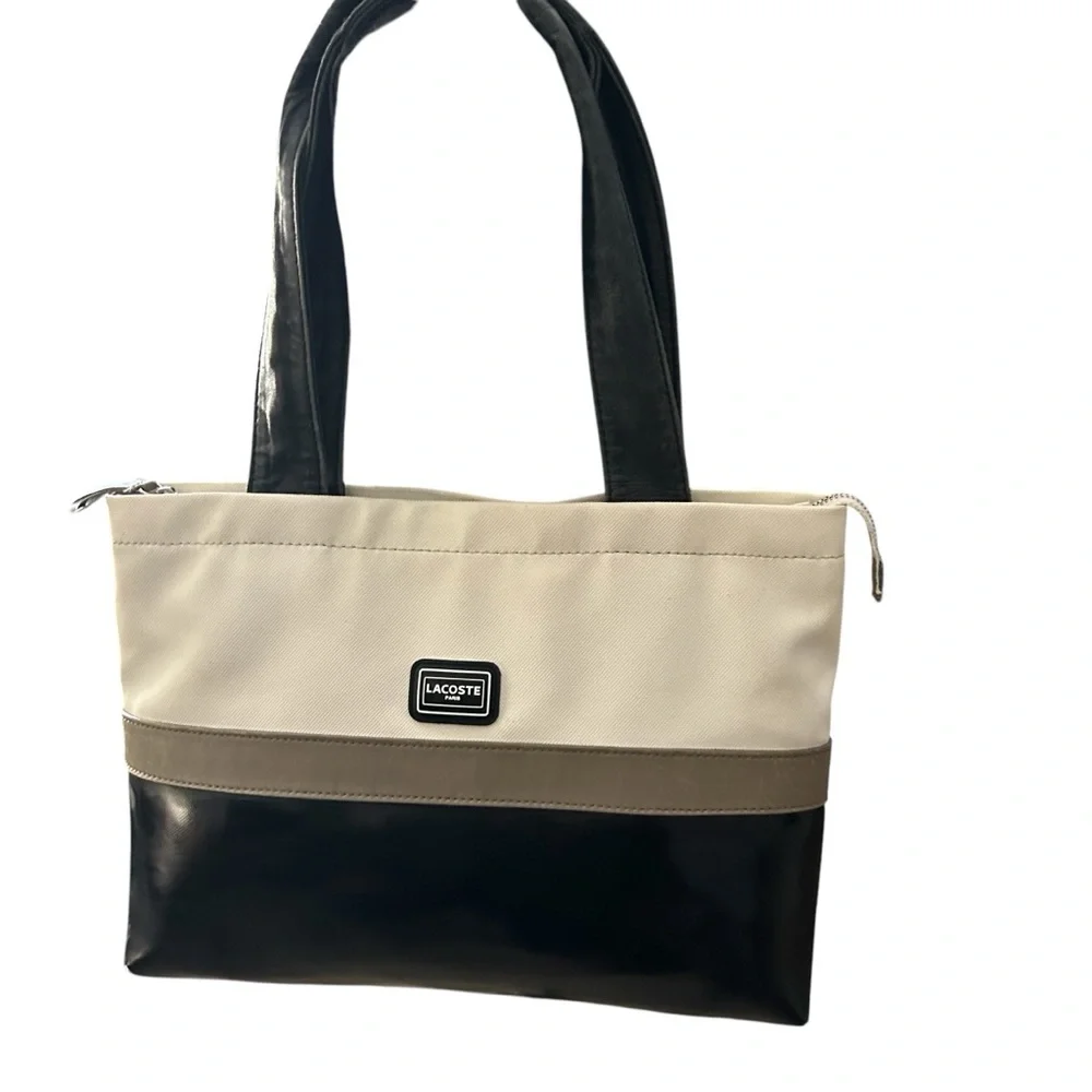 Lacoste Horizontal Shopping Bag Black and IvoryTote